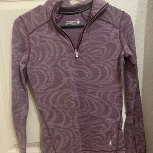 Smartwool Merino 250 Base Layer 1/4 Zip Purple Swirl Pattern Women's S
